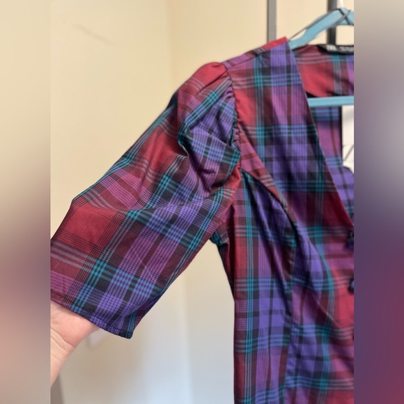 Zara beautiful women’s short sleeve plaid shirt - Picture 4 of 6